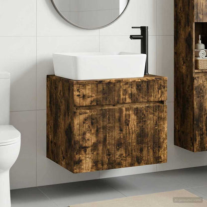 vidaXL Bathroom Furniture Set Smoked Oak Engineered Wood