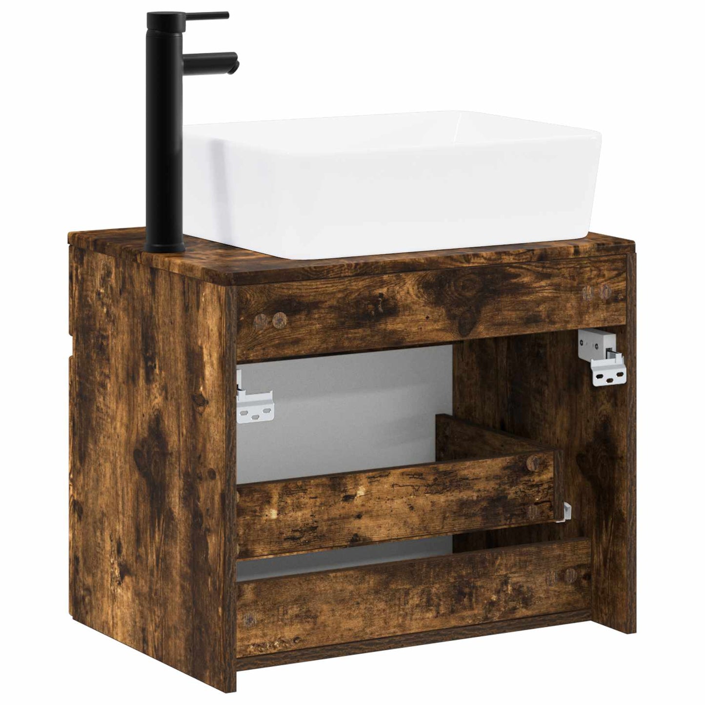 vidaXL Bathroom Furniture Set Smoked Oak Engineered Wood