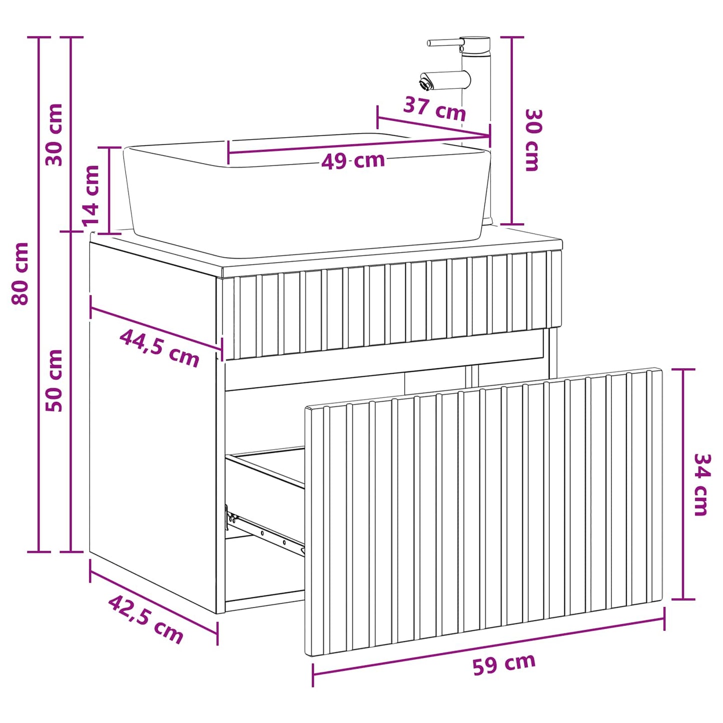 vidaXL Bathroom Furniture Set Smoked Oak Engineered Wood