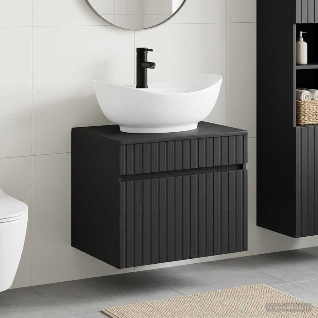 vidaXL Bathroom Furniture Set Black Engineered Wood