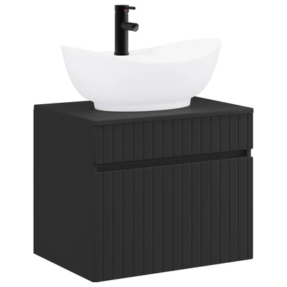 vidaXL Bathroom Furniture Set Black Engineered Wood