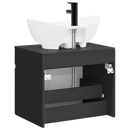 vidaXL Bathroom Furniture Set Black Engineered Wood