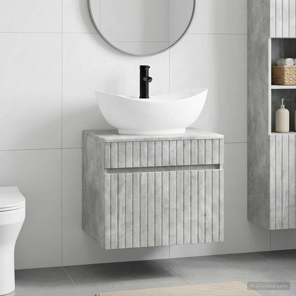 vidaXL Bathroom Furniture Set Concrete Grey Engineered Wood