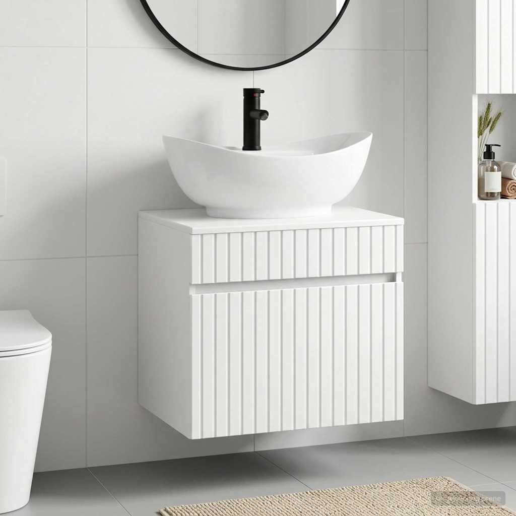 vidaXL Bathroom Furniture Set High Gloss White Engineered Wood