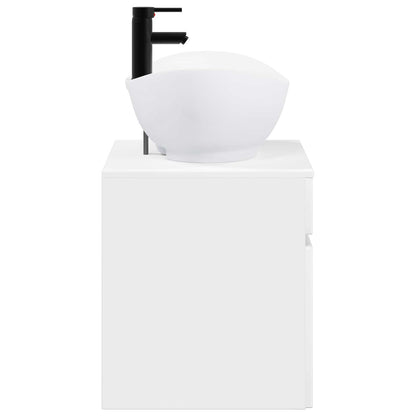 vidaXL Bathroom Furniture Set High Gloss White Engineered Wood