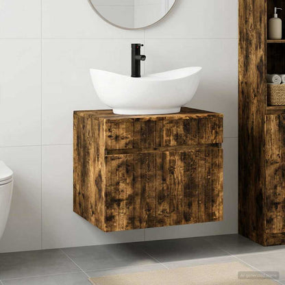 vidaXL Bathroom Furniture Set Smoked Oak Engineered Wood