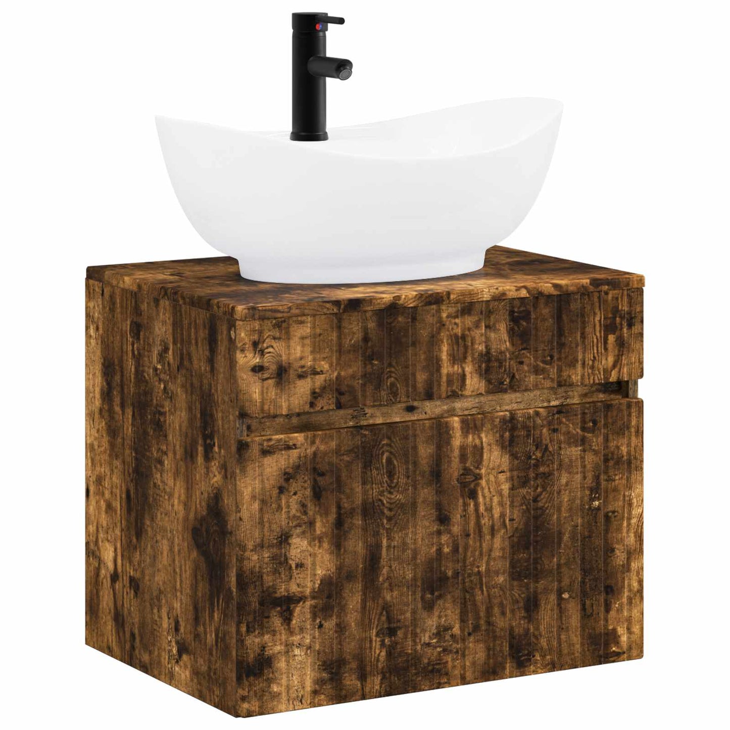vidaXL Bathroom Furniture Set Smoked Oak Engineered Wood