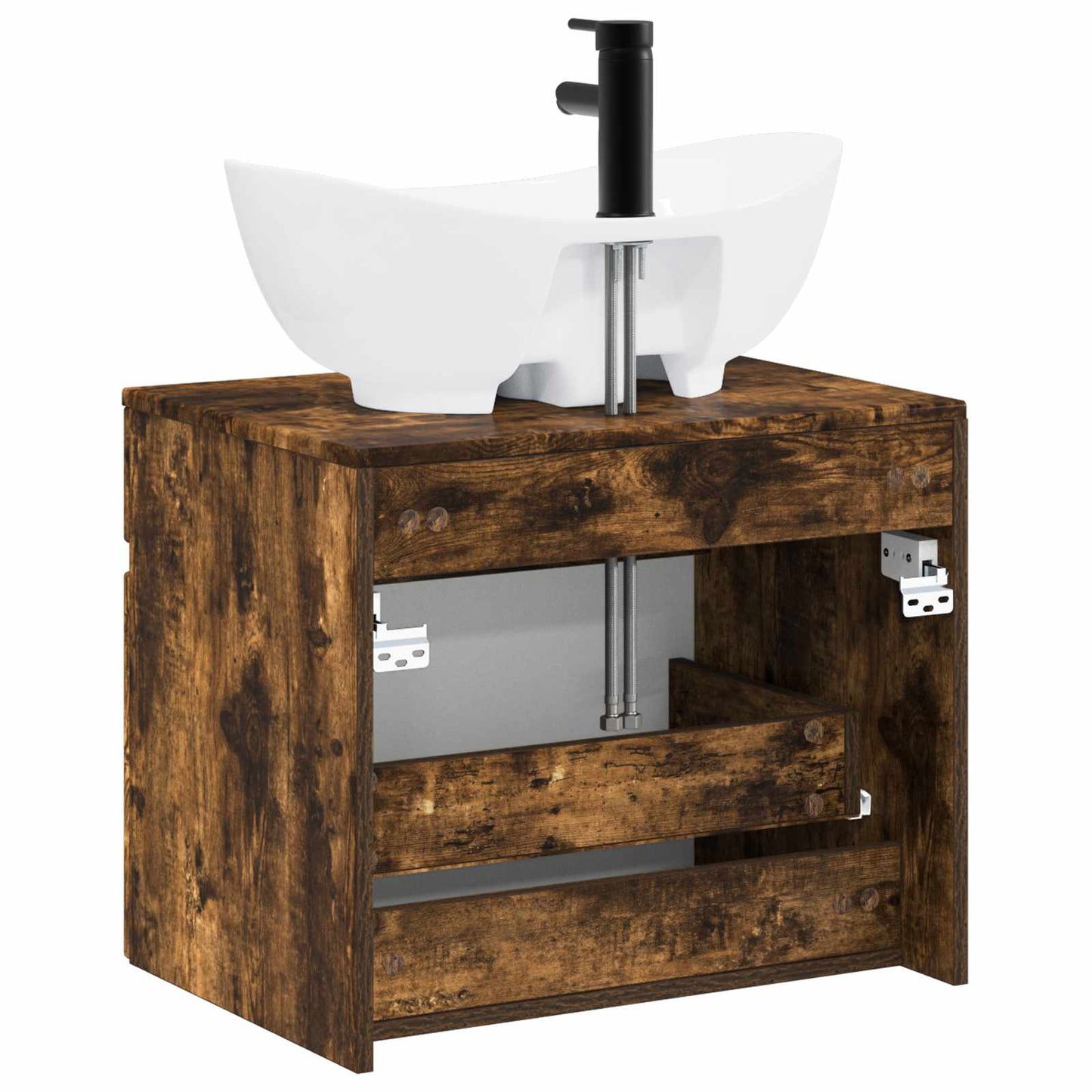 vidaXL Bathroom Furniture Set Smoked Oak Engineered Wood