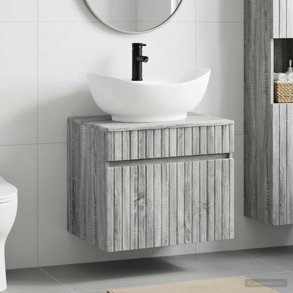 vidaXL Bathroom Furniture Set Grey Sonoma Engineered Wood