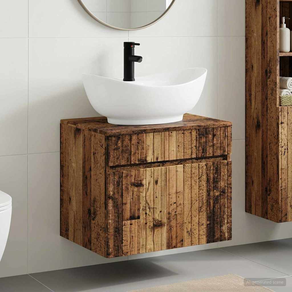 vidaXL Bathroom Furniture Set Old Wood Engineered Wood