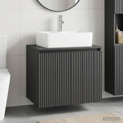vidaXL Bathroom Furniture Set Black Engineered Wood