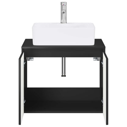 vidaXL Bathroom Furniture Set Black Engineered Wood