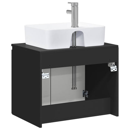 vidaXL Bathroom Furniture Set Black Engineered Wood