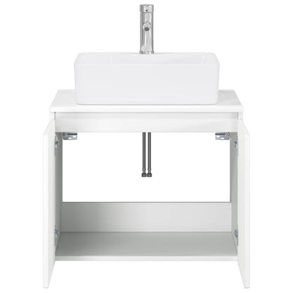 vidaXL Bathroom Furniture Set High Gloss White Engineered Wood