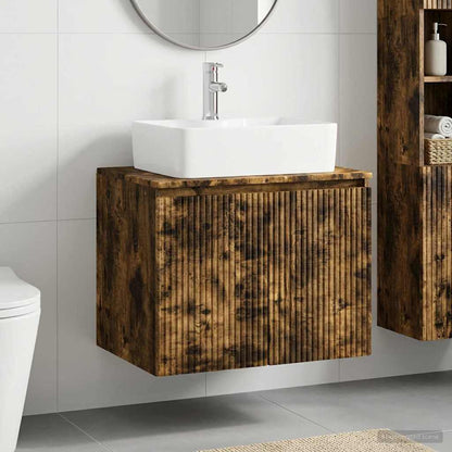 vidaXL Bathroom Furniture Set Smoked Oak Engineered Wood