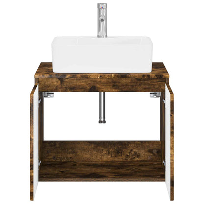 vidaXL Bathroom Furniture Set Smoked Oak Engineered Wood