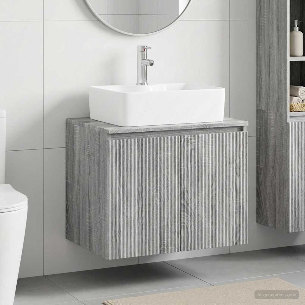 vidaXL Bathroom Furniture Set Grey Sonoma Engineered Wood