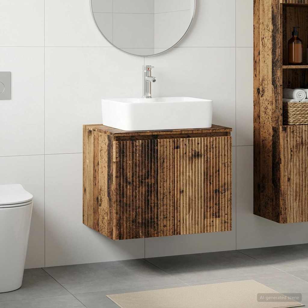 vidaXL Bathroom Furniture Set Old Wood Engineered Wood