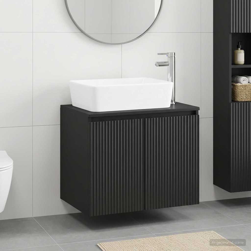vidaXL Bathroom Furniture Set Black Engineered Wood