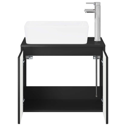 vidaXL Bathroom Furniture Set Black Engineered Wood