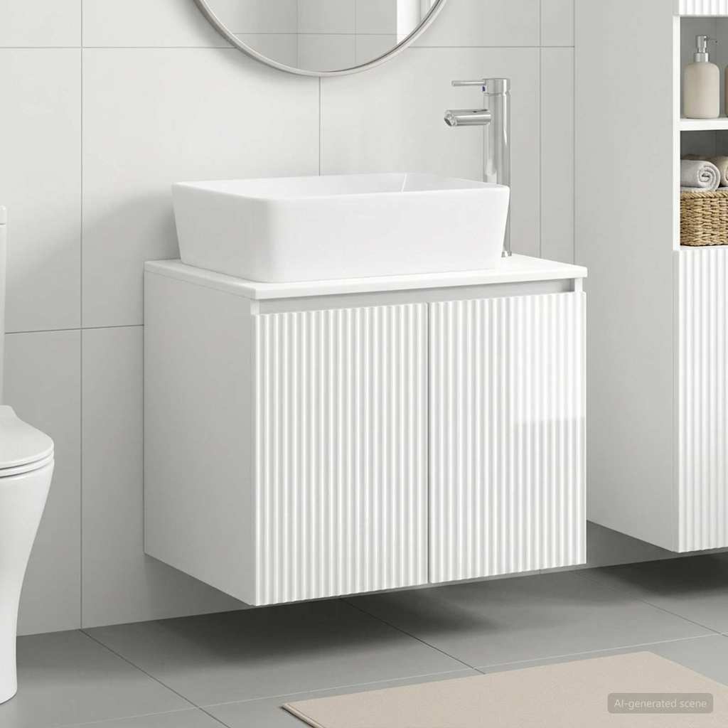 vidaXL Bathroom Furniture Set High Gloss White Engineered Wood