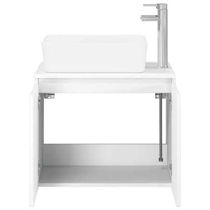 vidaXL Bathroom Furniture Set High Gloss White Engineered Wood