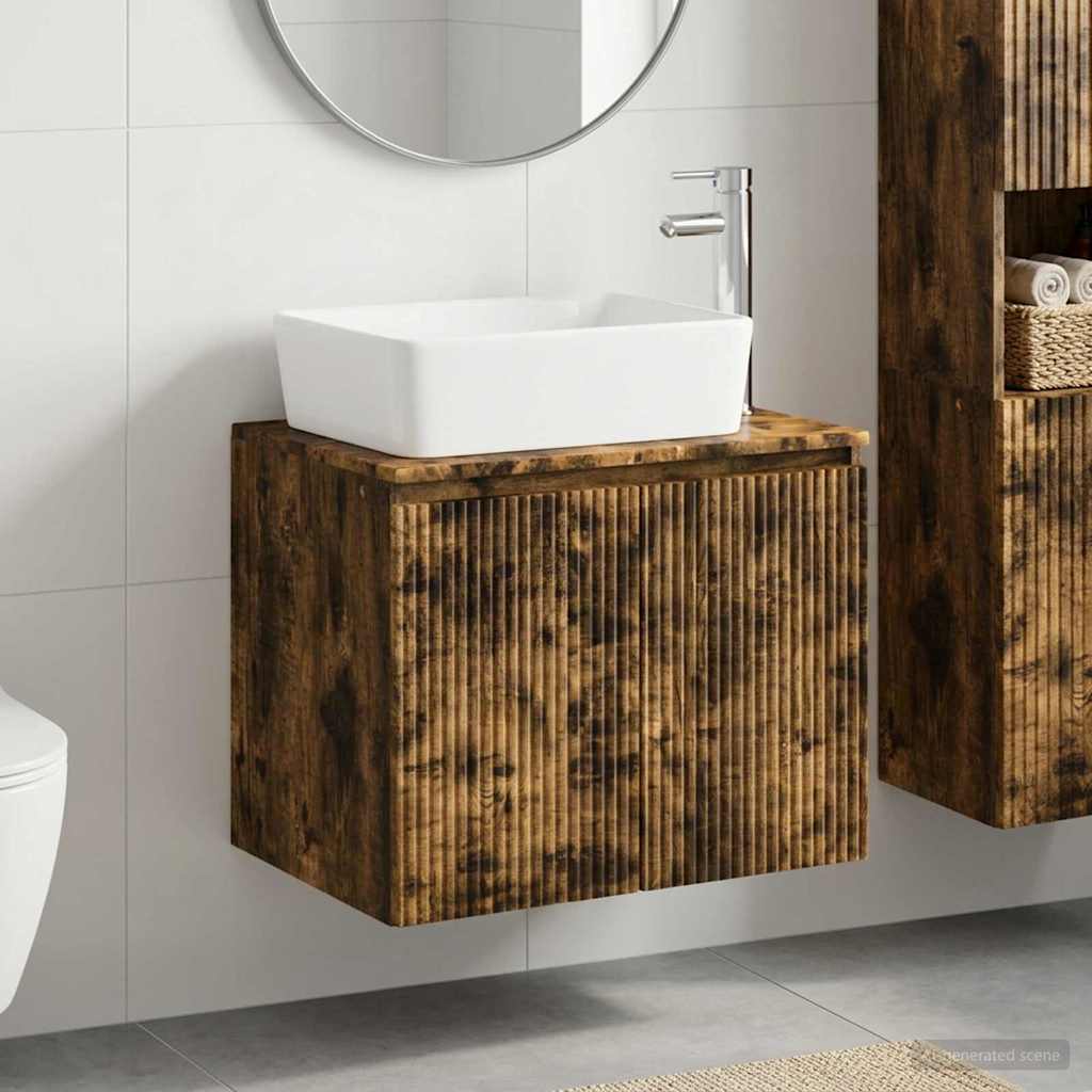 vidaXL Bathroom Furniture Set Smoked Oak Engineered Wood