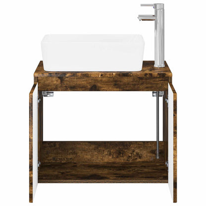 vidaXL Bathroom Furniture Set Smoked Oak Engineered Wood