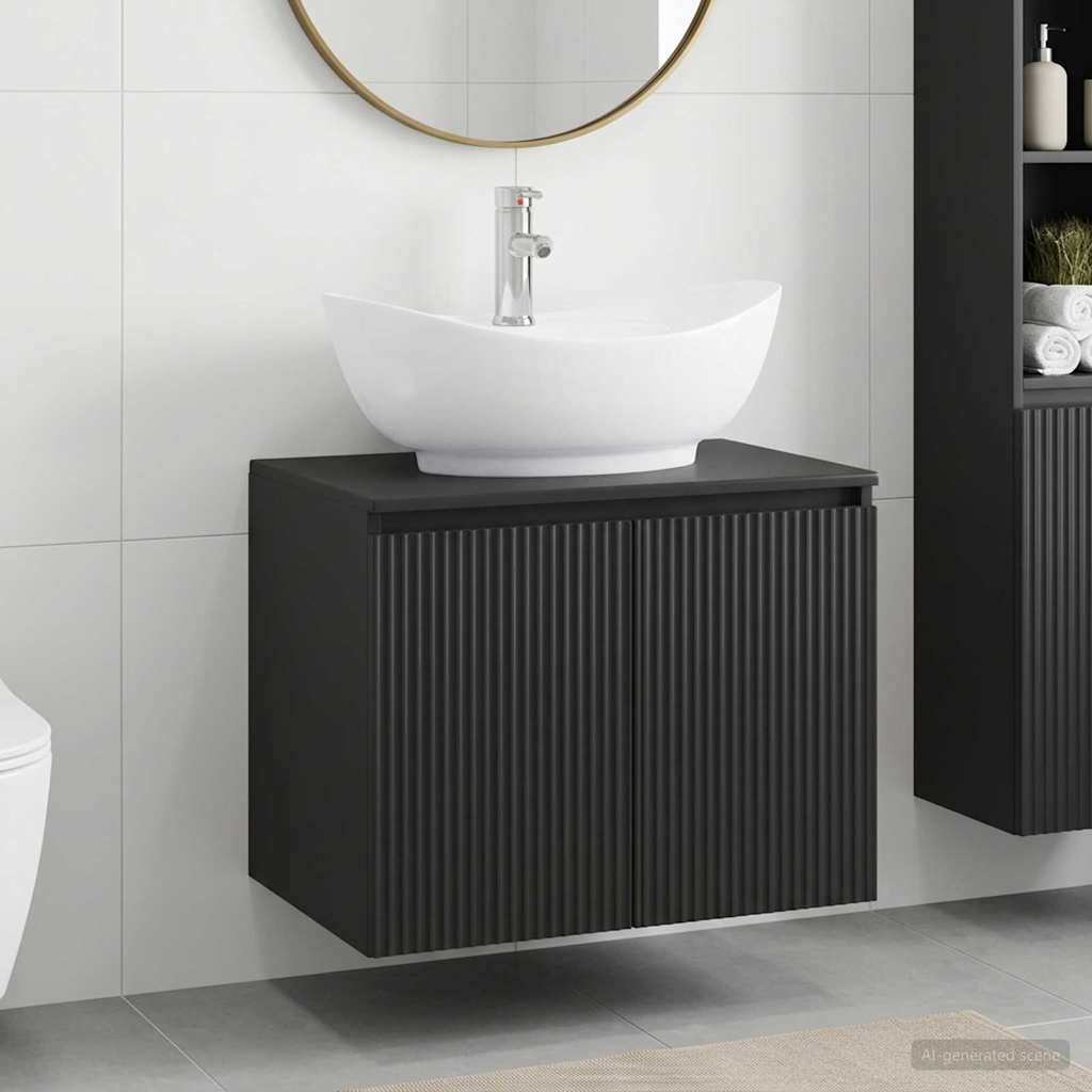 vidaXL Bathroom Furniture Set Black Engineered Wood
