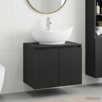 vidaXL Bathroom Furniture Set Black Engineered Wood