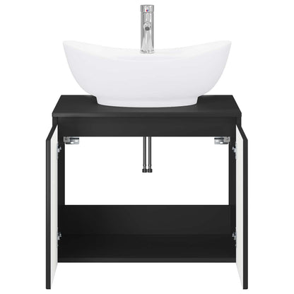 vidaXL Bathroom Furniture Set Black Engineered Wood