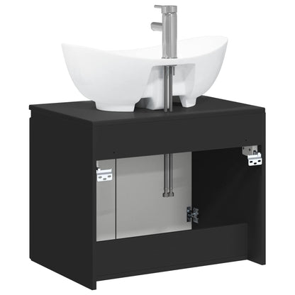 vidaXL Bathroom Furniture Set Black Engineered Wood