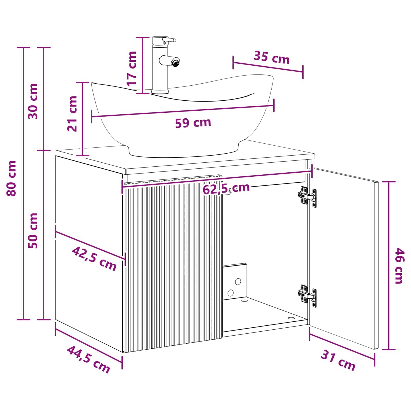 vidaXL Bathroom Furniture Set Black Engineered Wood