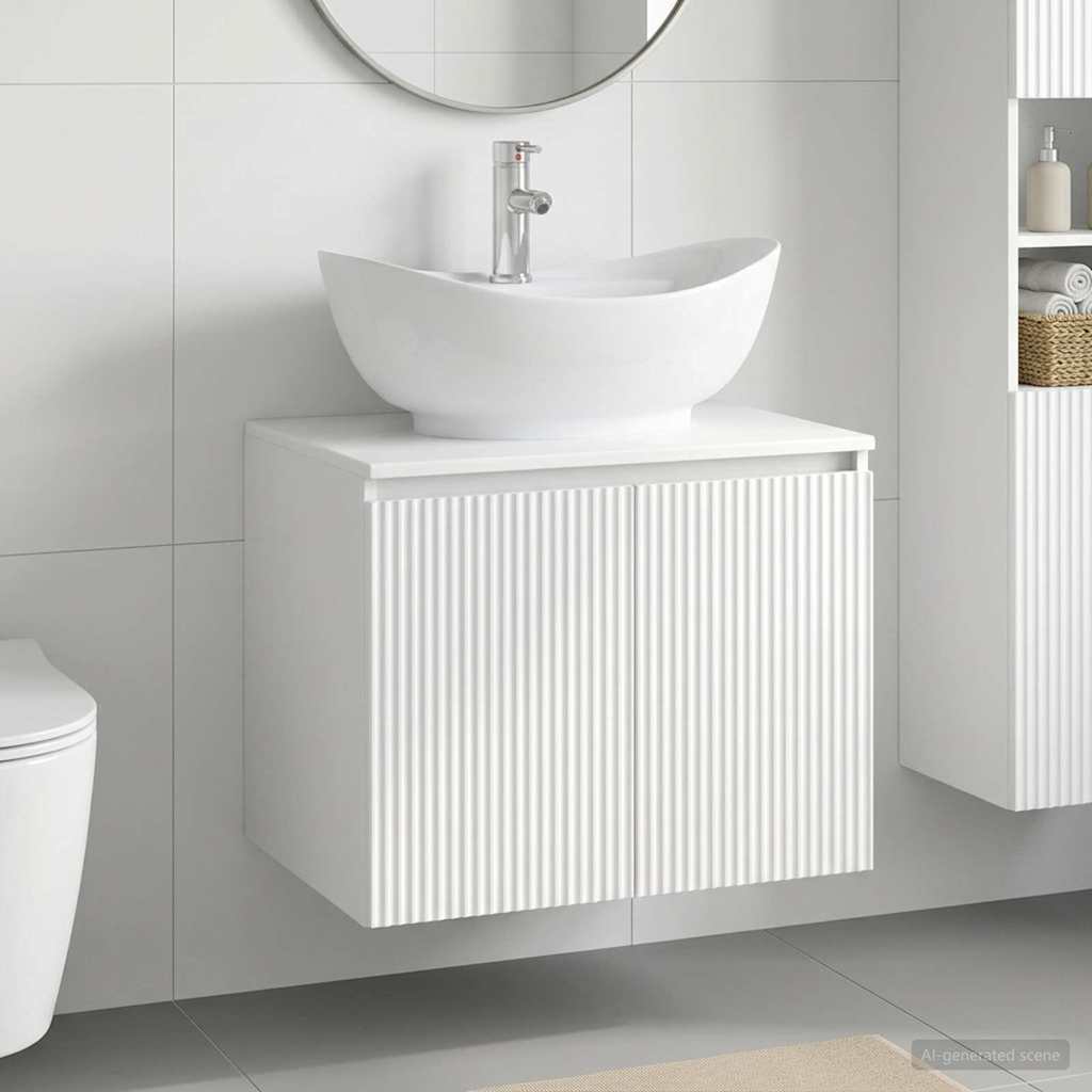 vidaXL Bathroom Furniture Set High Gloss White Engineered Wood