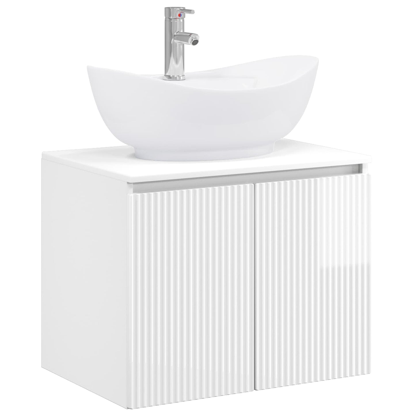 vidaXL Bathroom Furniture Set High Gloss White Engineered Wood