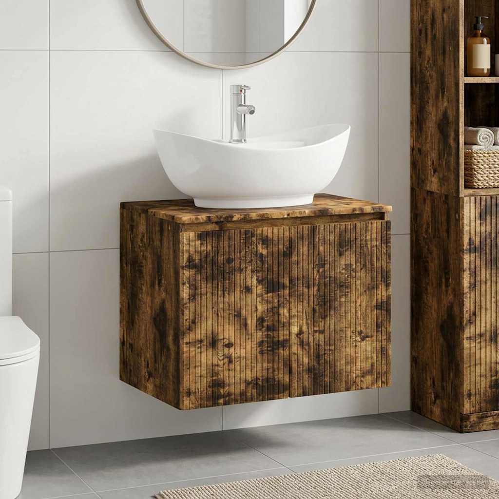 vidaXL Bathroom Furniture Set Smoked Oak Engineered Wood