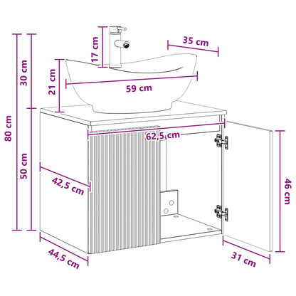 vidaXL Bathroom Furniture Set Old Wood Engineered Wood