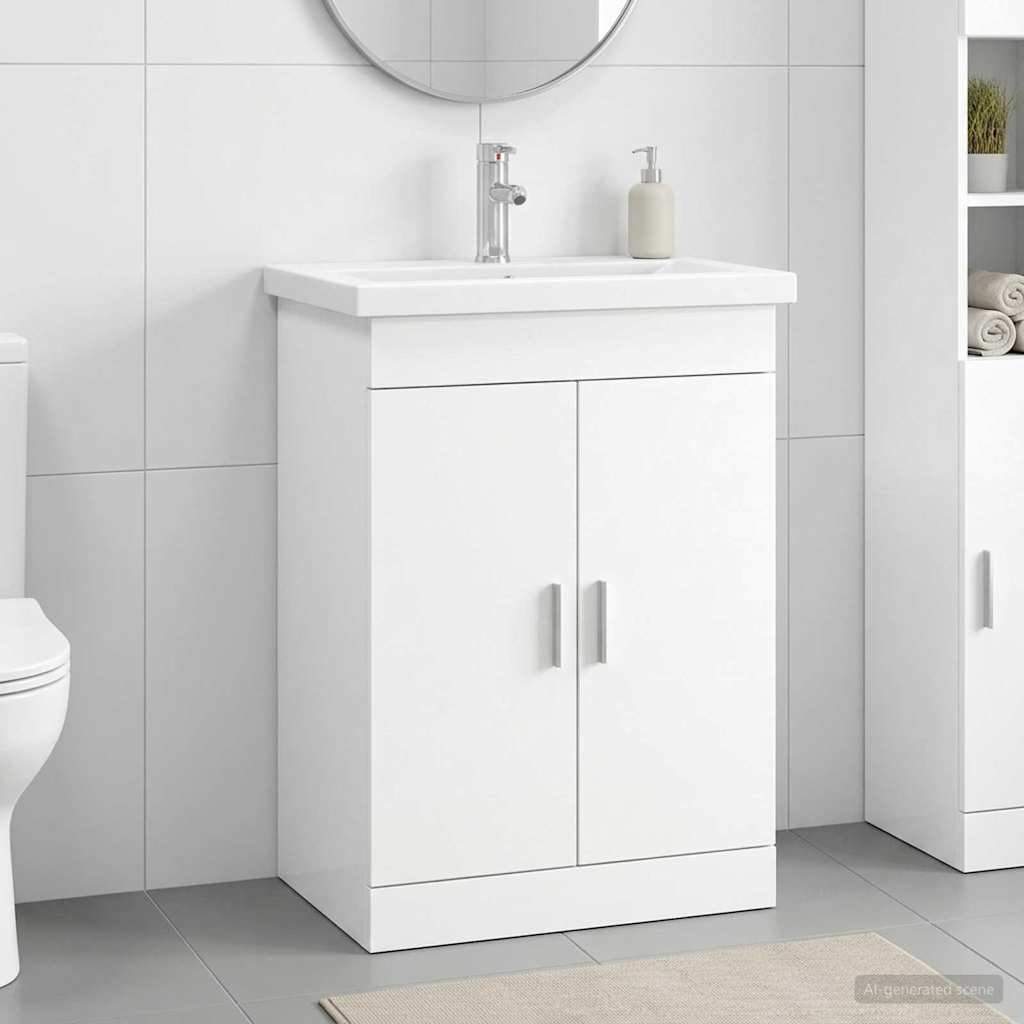 vidaXL Bathroom Furniture Set White 61 x 40 x 84.5 cm Engineered Wood