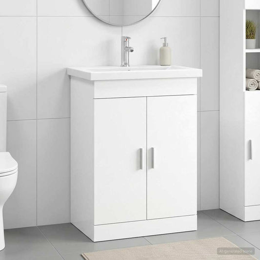 vidaXL Bathroom Furniture Set White 61 x 40 x 84.5 cm Engineered Wood