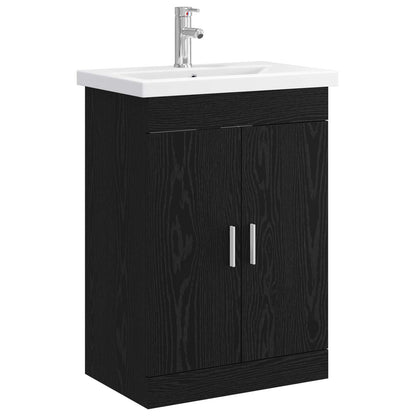 vidaXL Bathroom Furniture Set Black Oak 61 x 40 x 84.5 cm