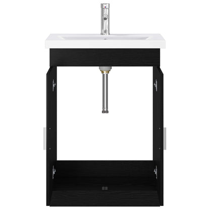 vidaXL Bathroom Furniture Set Black Oak 61 x 40 x 84.5 cm