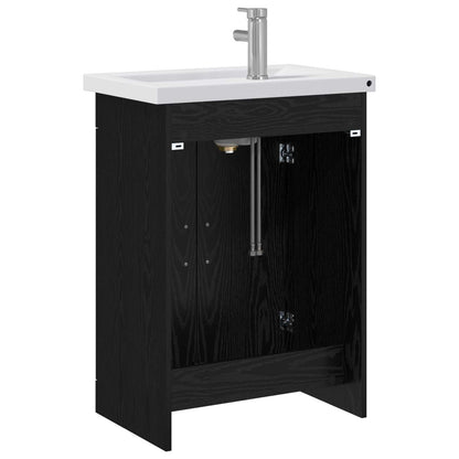 vidaXL Bathroom Furniture Set Black Oak 61 x 40 x 84.5 cm