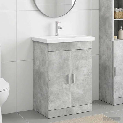 vidaXL Bathroom Furniture Set Concrete Grey 61 x 40 x 84.5 cm