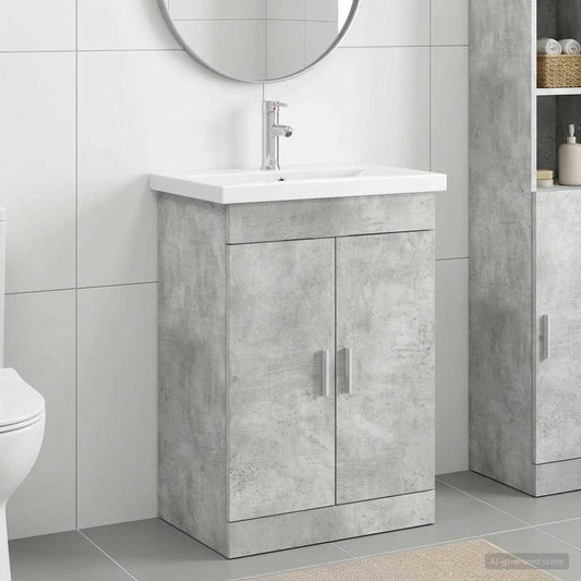 vidaXL Bathroom Furniture Set Concrete Grey 61 x 40 x 84.5 cm