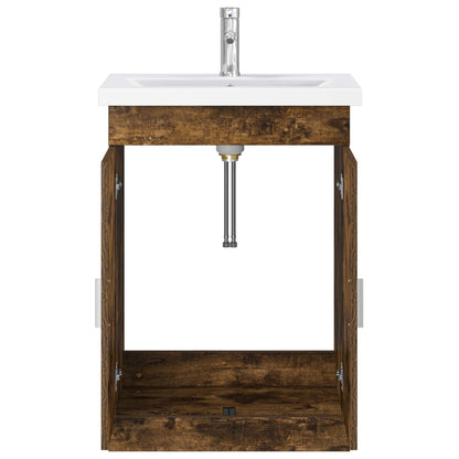 vidaXL Bathroom Furniture Set Smoked Oak 61 x 40 x 84.5 cm