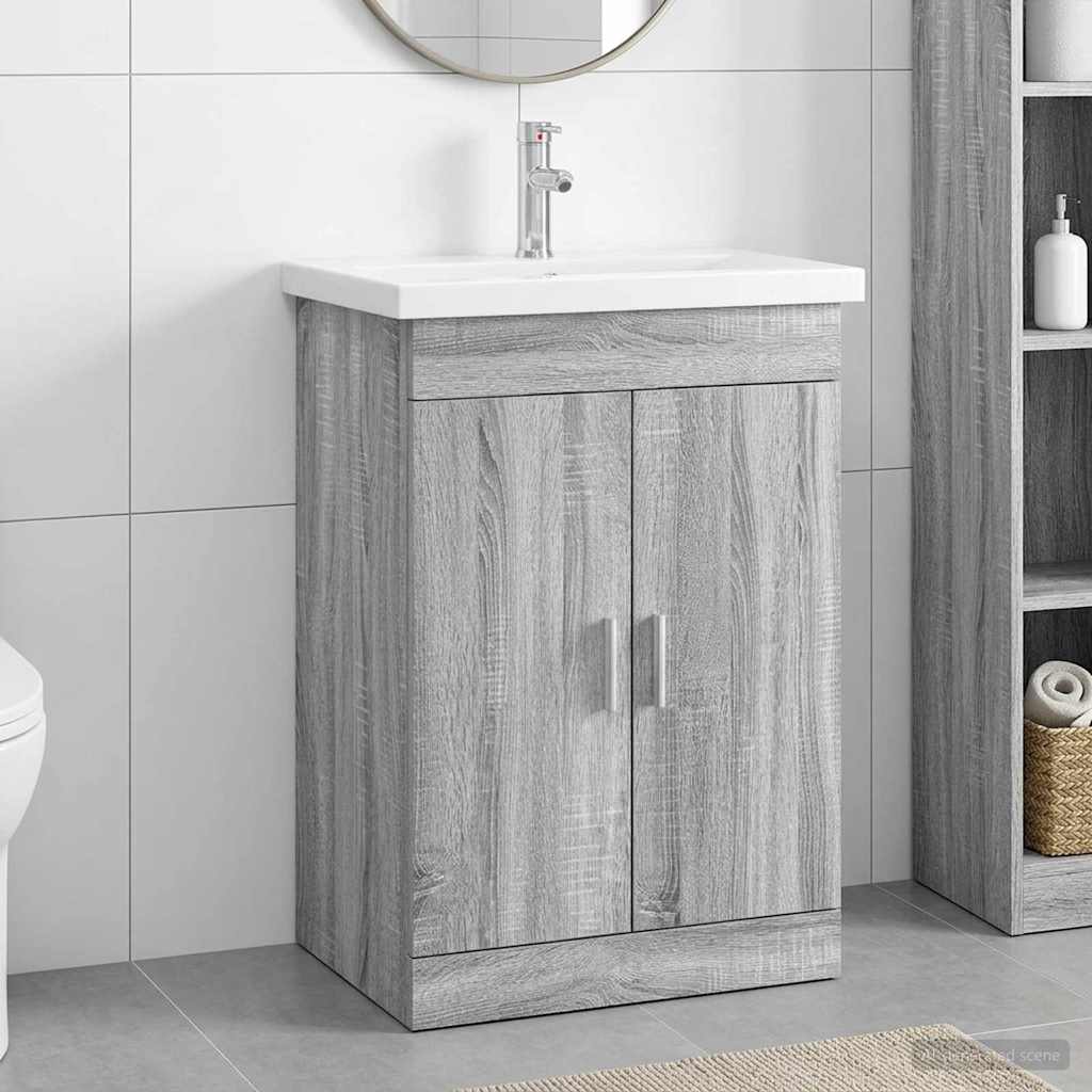 vidaXL Bathroom Furniture Set Grey Sonoma 61 x 40 x 84.5 cm