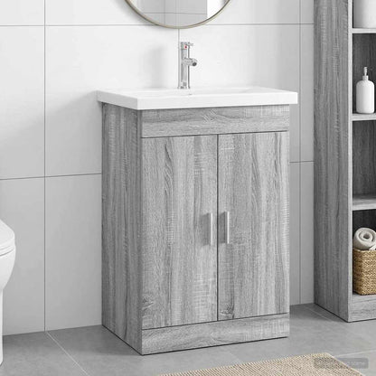 vidaXL Bathroom Furniture Set Grey Sonoma 61 x 40 x 84.5 cm