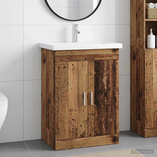 vidaXL Bathroom Furniture Set Old Wood 61 x 40 x 84.5 cm