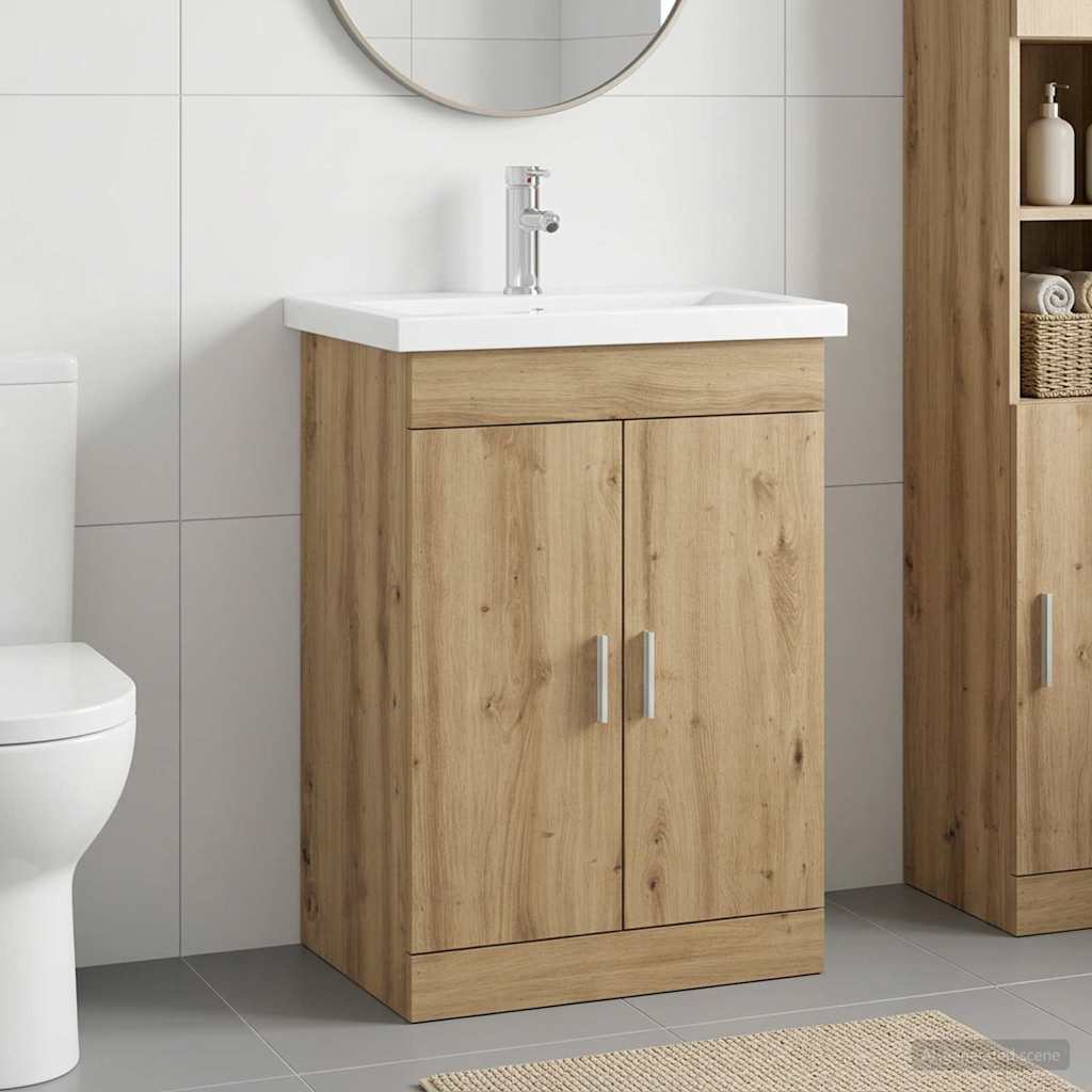 vidaXL Bathroom Furniture Set Artisan Oak 61 x 40 x 84.5 cm
