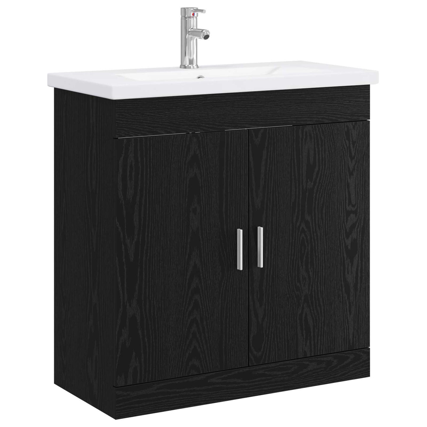 vidaXL Bathroom Furniture Set Black Oak 81 x 40 x 84.5 cm